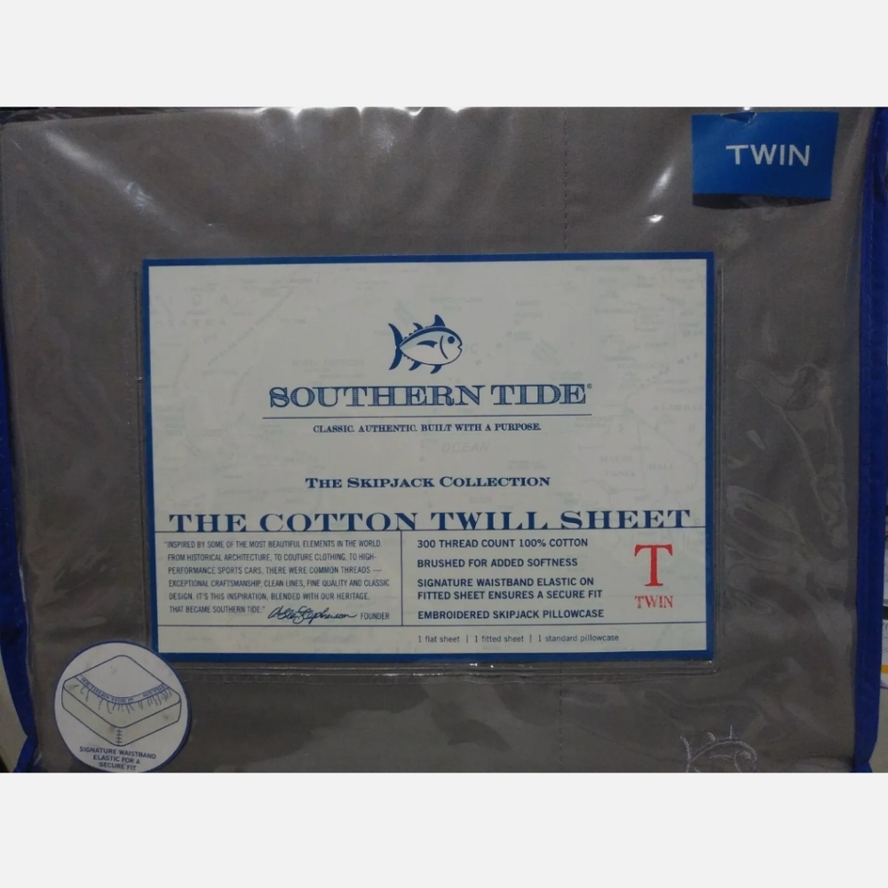 New Southern Tide Twin Size Sheet Set color Gray